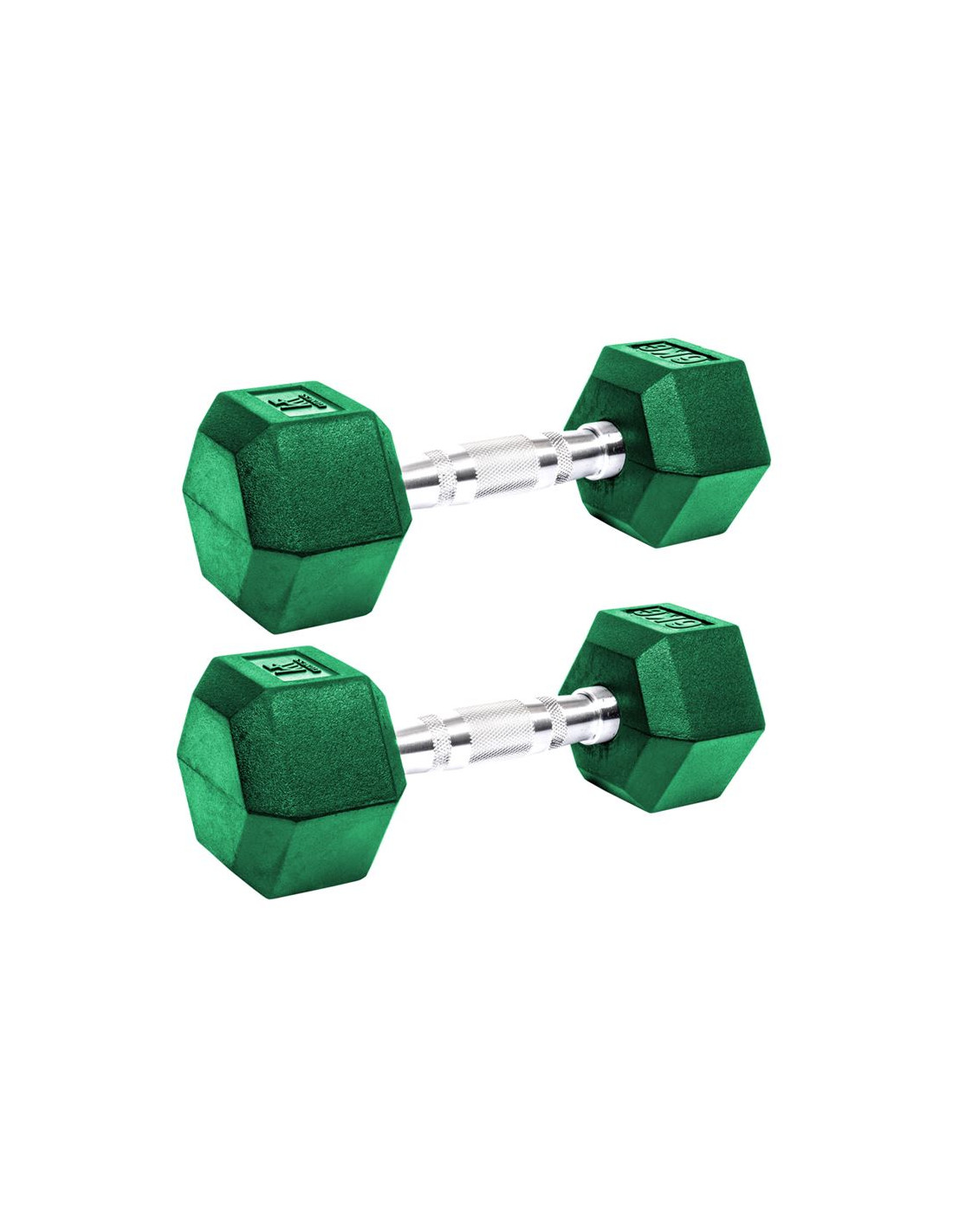 2 pesas hexagonales de caucho krf fitness 6 kg verde